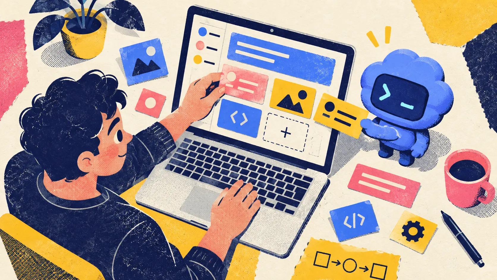 A developer working in tandem with an AI Agent